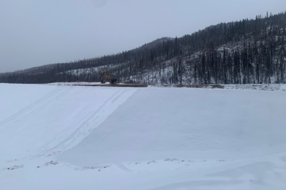 The storage pond at the Eagle Gold Mine is seen in an undated photo under snow and not yet filled with water.