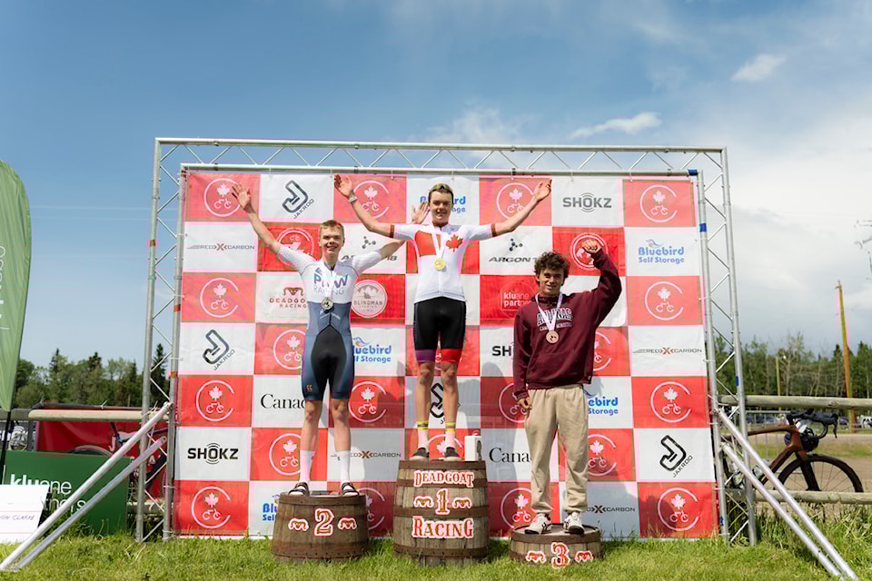 Heron Land-Gillis won the junior men’s title at the 2025 Canadian Gravel Championships, finishing the 118-kilometre course in three hours, 43 minutes and 47 seconds. (Cody Shimizu/Submitted)