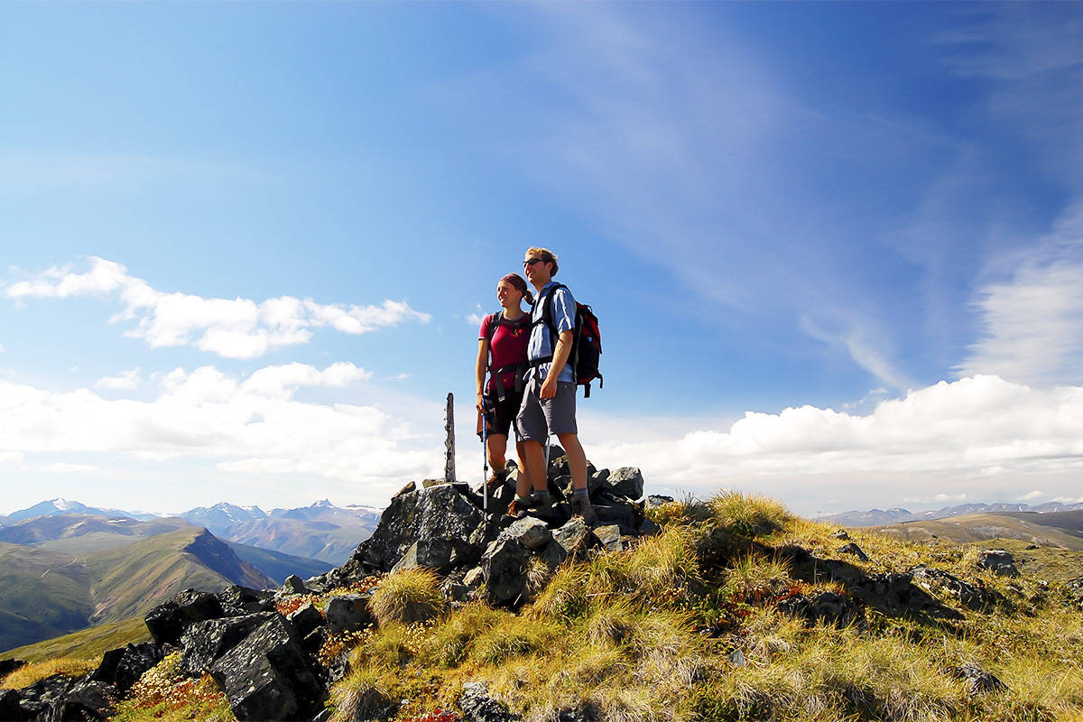 <em>Yukon Hiking</em> creators Meghan and Marko Marjanovic atop Tally-Ho in 2008. (Submitted)