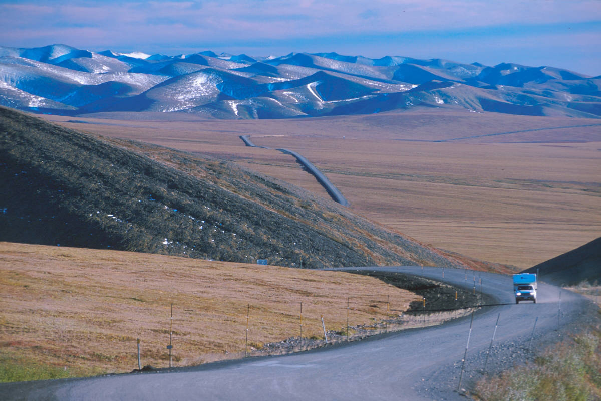 The Ogilvie Mountains along the Dempster Highway draw drivers north of the Arctic Circle. J Bergeron/Govt of Yukon photo