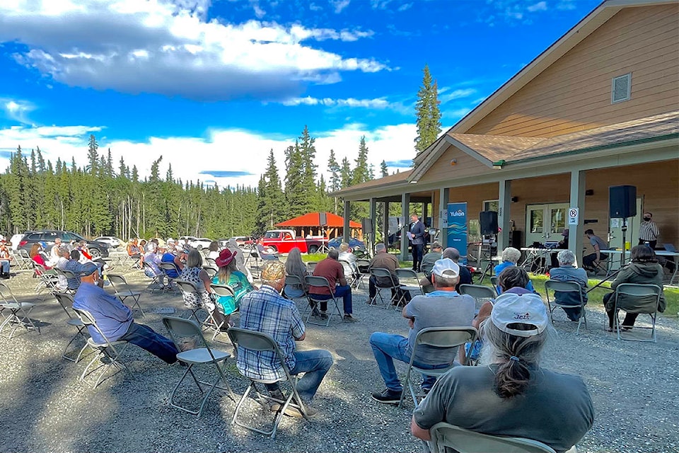 Residents gathered at the Marsh Lake Recreation Centre on June 29 for a meeting with Yukon government officials, who warned that evacuations are possible this summer due to flooding. (Lawrie Crawford/Yukon News)