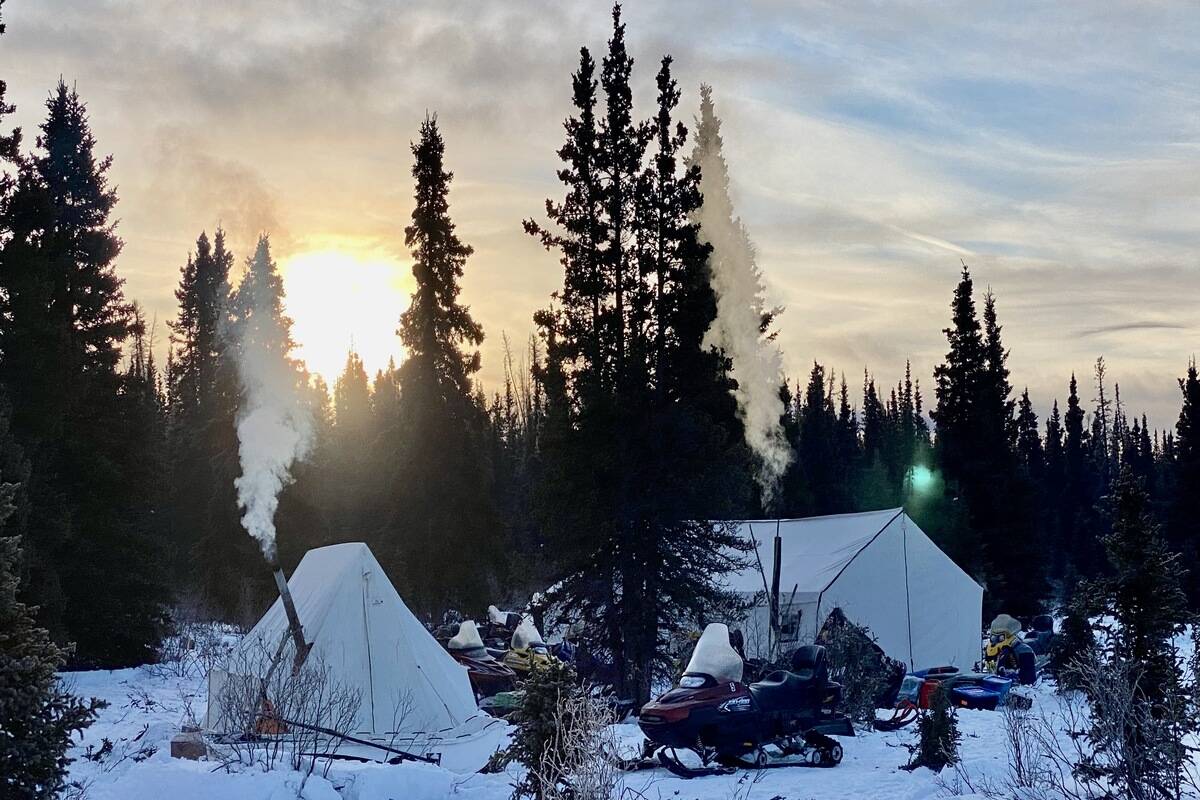 Porter Creek Secondary School students helped set up camp around the Kluane Lake and Kloo Lake region for a group bison hunt from Feb. 28 to March 4. (Department of Environment/Submitted)