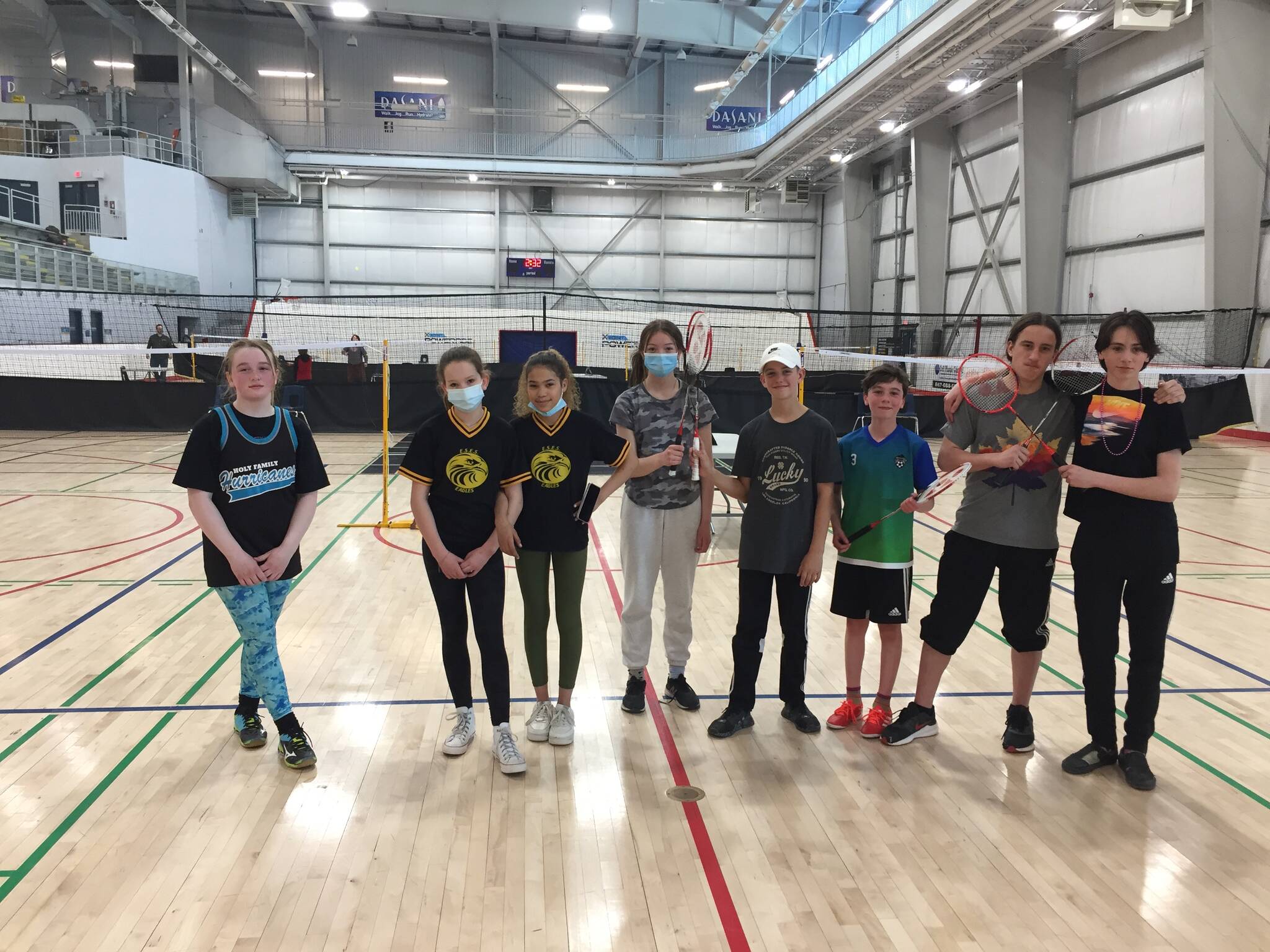 The day two winners of the Badminton Smash are seen. (Ann Jirousek/Yukon School Athletics Association)