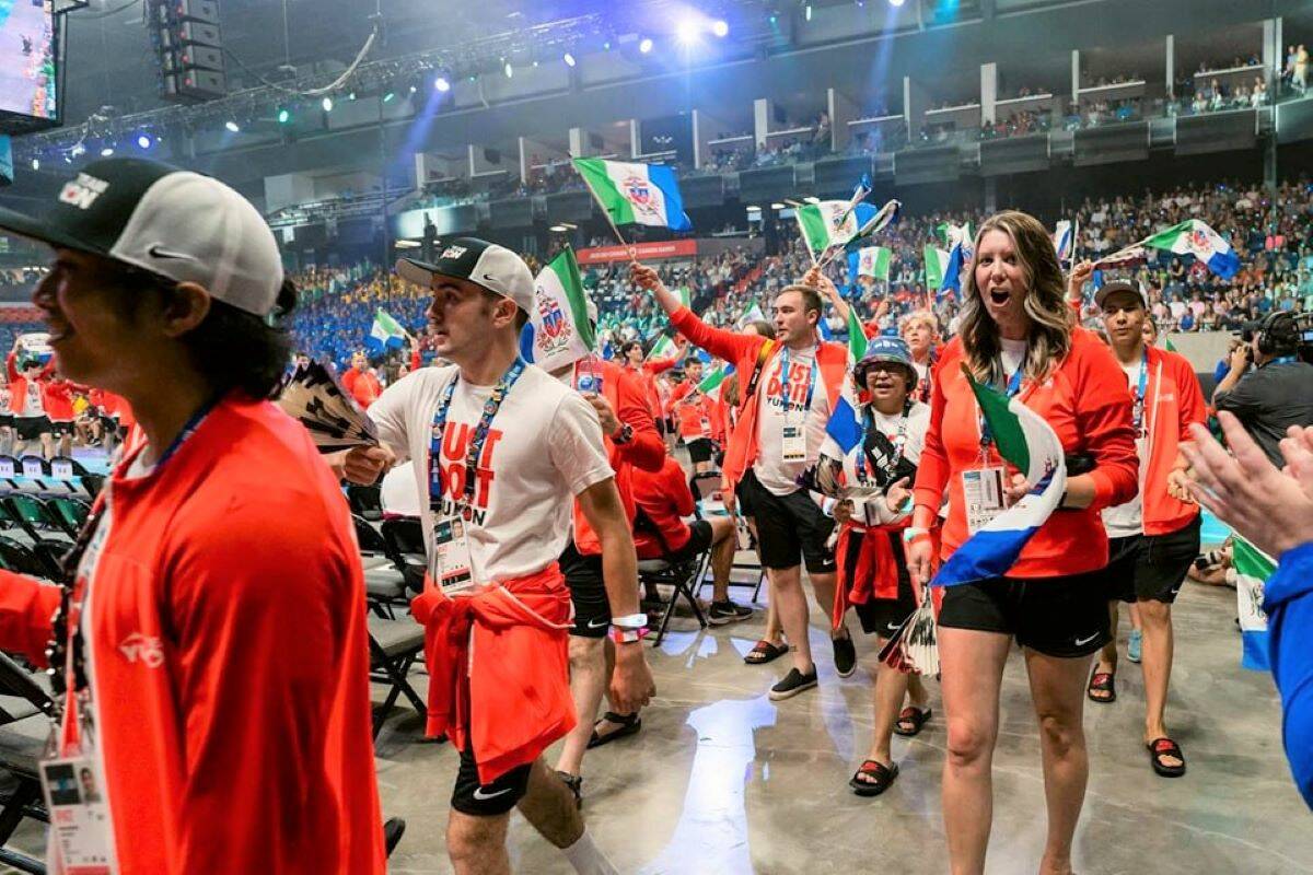 Team Yukon marches in the Niagara 2022 opening ceremony on Aug. 6. (Courtesy/Facebook)
