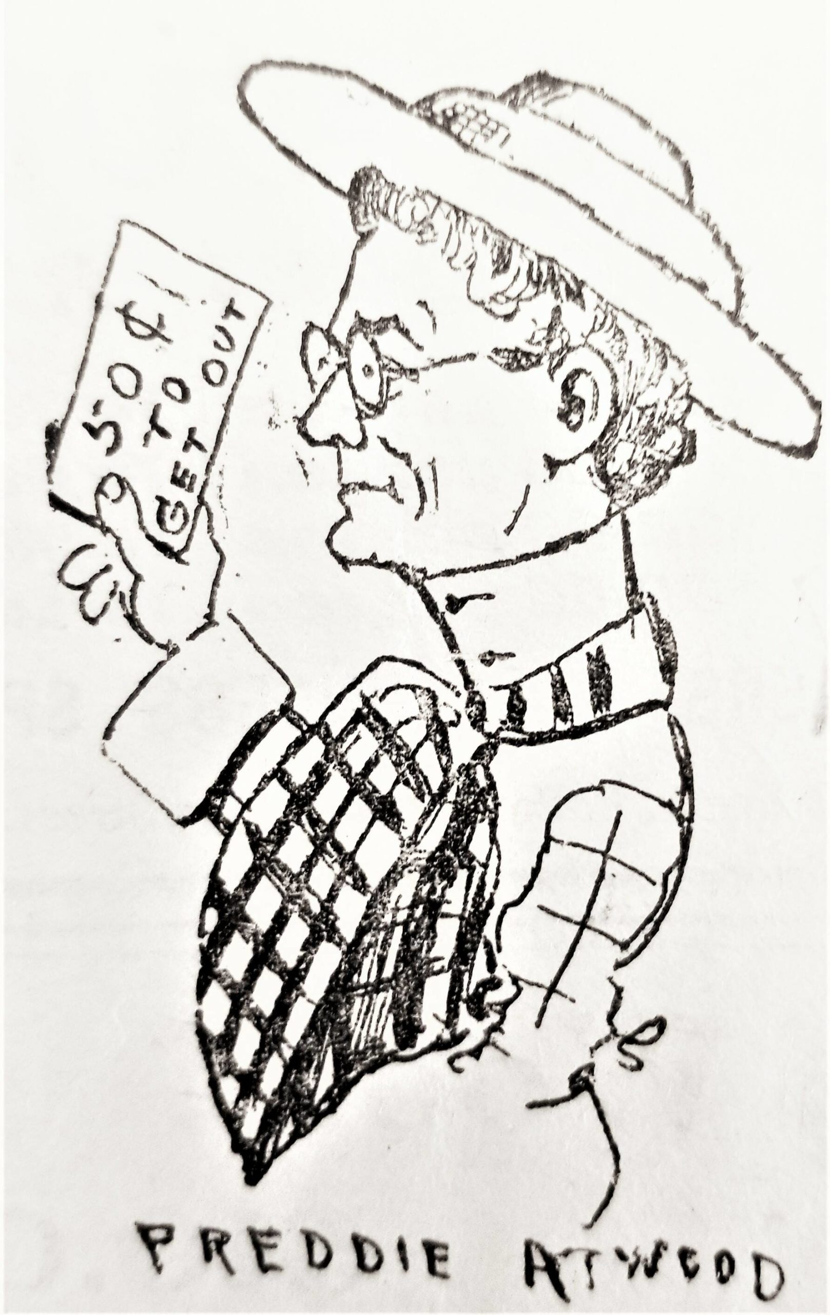The cartoonists for Dawson newspapers frequently captured caricatures of the performers in the amateur productions. This one is from 1902. (Atwood collection/Dawson City Museum)