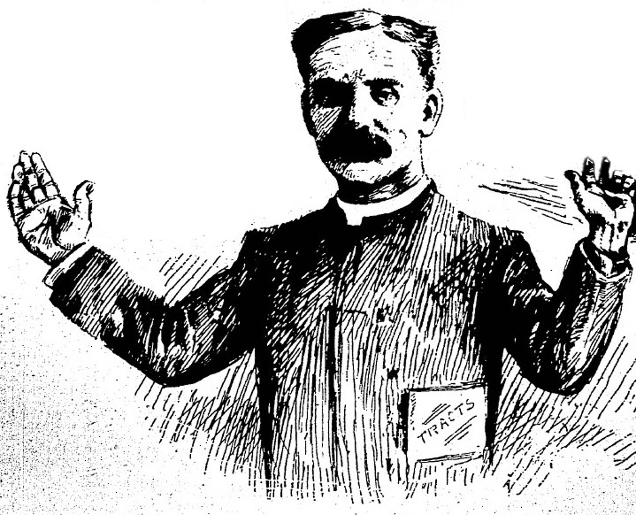 During his years in the Yukon (1901-1907) John Pringle became involved in Yukon politics. I shall meddle in politics as long as the devil meddles in politics, he once said. Political cartoonist Arthur Buel rendered this drawing of Pringle in the Dawson Daily News, February 5, 1904. (Courtesy/Dawson Daily News)