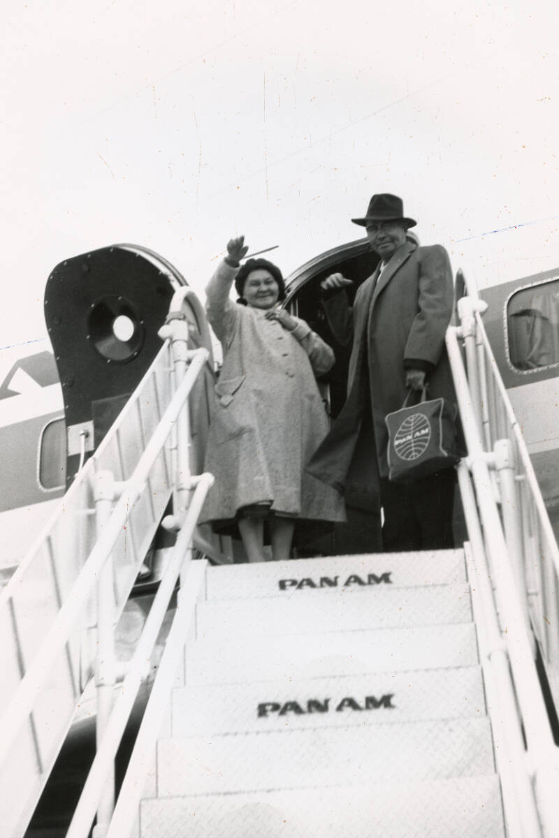 George and his wife Rachel are seen boarding a plane. (Courtesy/Jessie Dawson)
