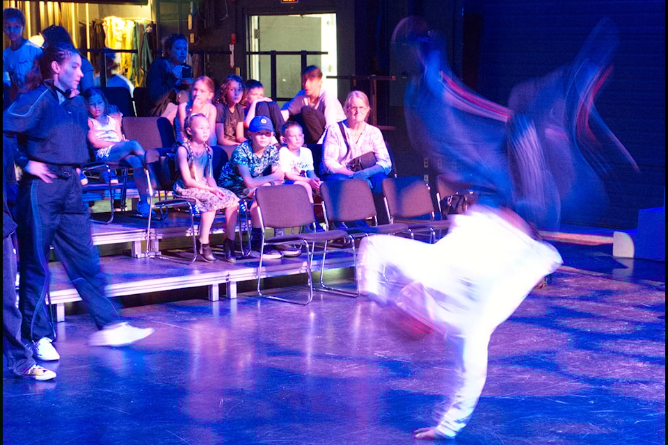 Break dancers warm up before the competition on the Yukon Arts Centre main stage. (Jim Elliot/Yukon News)