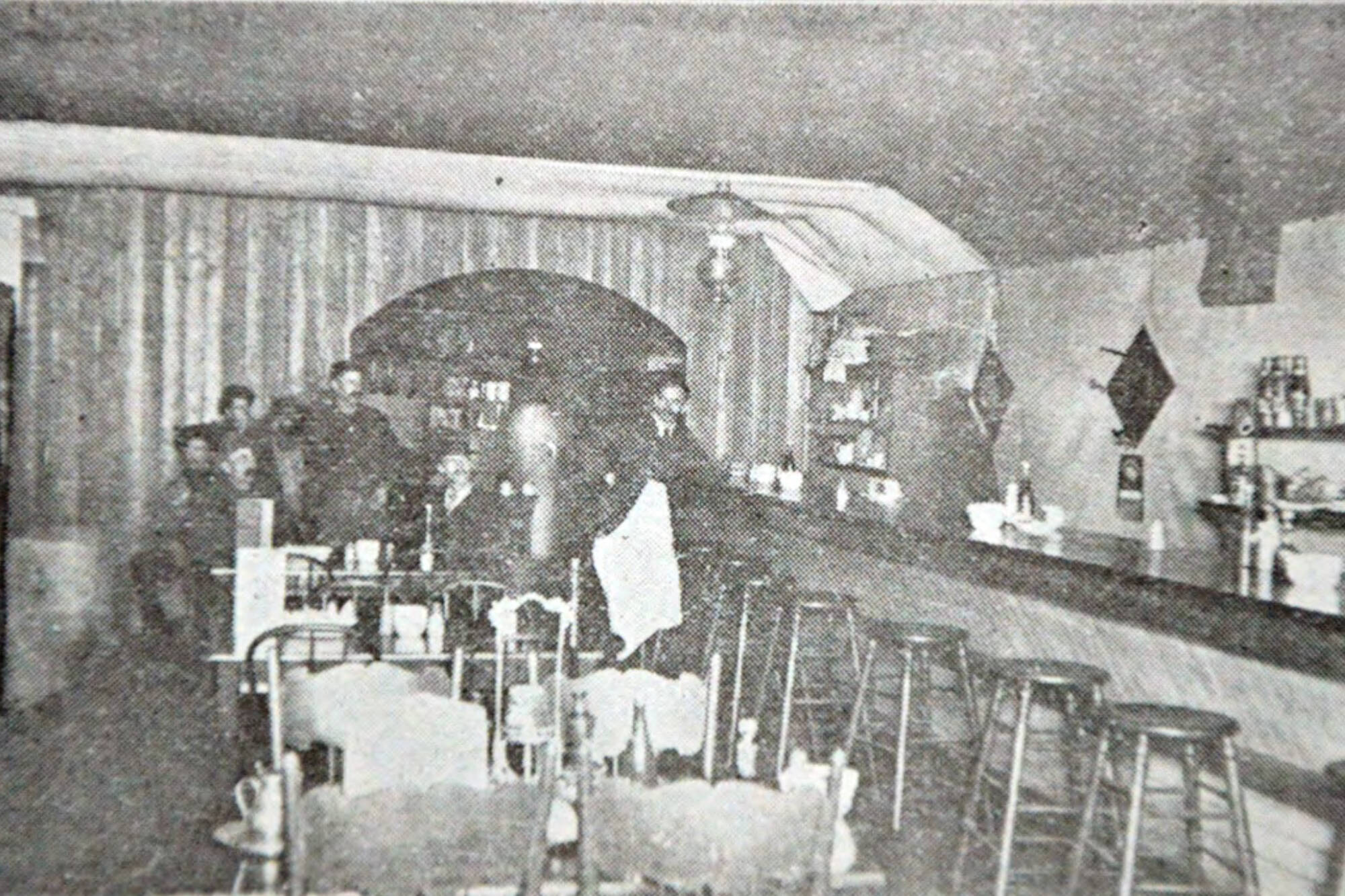 A photo of the interior of the Arctic Restaurant in Whitehorse, as published in the May 1, 1901, edition of the <em>Whitehorse Star</em>.